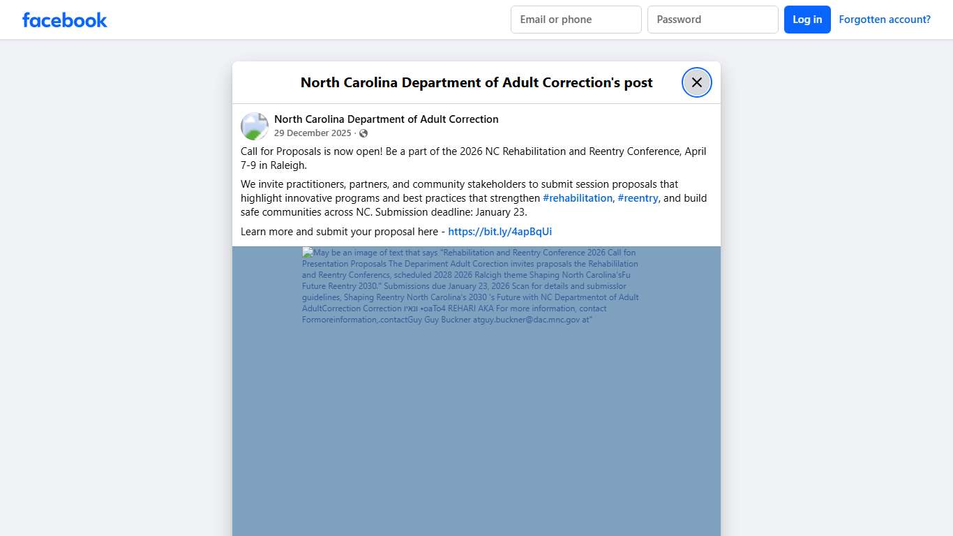 Call for... - North Carolina Department of Adult Correction Facebook