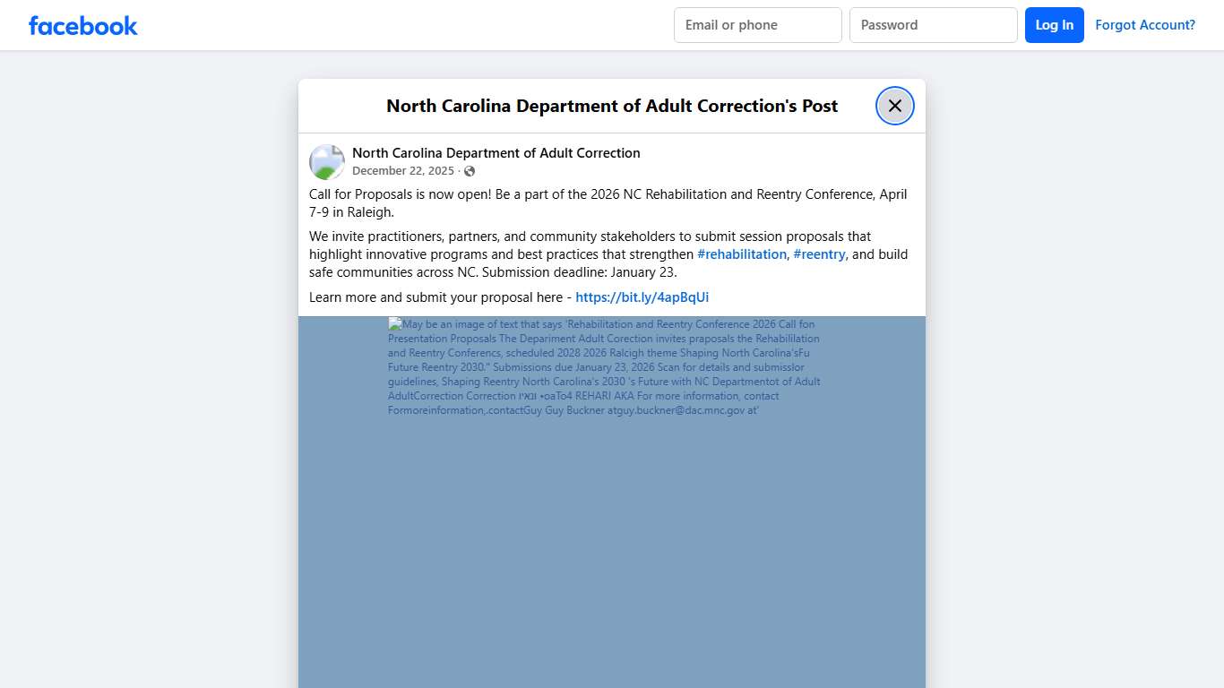 Call for... - North Carolina Department of Adult Correction Facebook